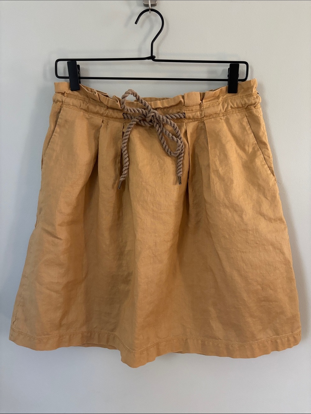 Ann Taylor Loft Paper Bag Waist Rope Tie Pleated Mini Skirt Size 10